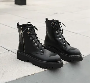 ASUMER 2020. gadam karstā pārdošanas laukumā papēža platformas kurpes sieviešu potītes zābaki apaļu purngalu zip mežģīnēm līdz rudens ziemas ikdienas apavi dāmas