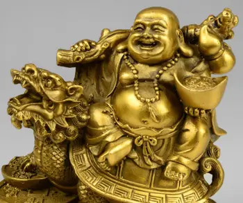 Ķīnas Vara Bagātību, Naudu Priecīgi Smieties, Maitreja Buda Par Dragon Bruņurupucis Statuja