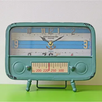 Vintage Radio Formas Pulkstenis Retro Vecās Čuguna Mājas Dekori Galda Dekorēšana Amatniecības Dāvanu Imitācijas Modelis Senās Rotas, Figūriņas