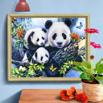 HUACAN Dzīvnieku Dimanta Krāsošana Panda Pilna Urbt Laukumā Rhinestone Izšuvumi Krustdūrienā Pārdošana Lauku Mājas Dekoru