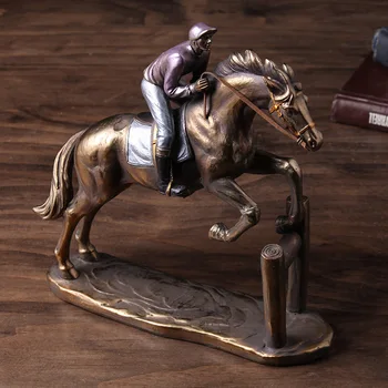 Eiropas stila zirgu sacīkšu kustības skulptūru statuja, sveķu mūsdienu mākslas skulptūras, radošās mājās attēls izjādes statuja amatniecības