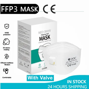 Locīšanas Vārsts Tips FFP3 Aizsardzības Maska Maska Mascarillas 5 Slāņi, Vienreizējās lietošanas Sejas Maske Ar Vārstu, Elpojošs Un Putekļu necaurlaidīgs