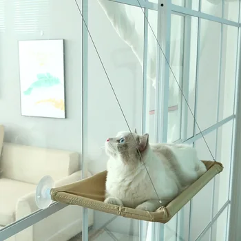 Elpojošs Pet Karājas Gulta Kaķis Guļamtīkls Sūcējs Saulainā Logā Uzstādīts Asari Kaķis Gultas Ar Koka Plauktu Sēdekļa Kaķiem, Suņiem Produkti