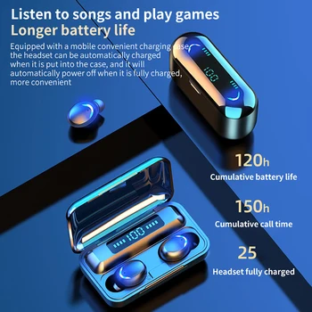 9D Stereo TWS Bluetooth 5.0 Austiņas Bezvadu Sporta Earbuds Austiņas Austiņas ar Mic Uzlādes Gadījumā 2020. Gadam Karstā Pārdošanas Ūdensizturīgs