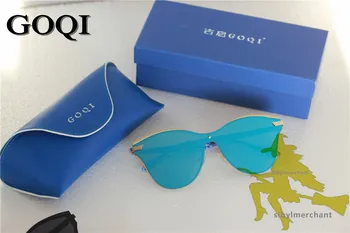 GOQI 2018 ikonu stila dāma, kaķis acīs visvairāk modes polarizētās blue flash lēcas, saulesbrilles , brīvdienu liela izmēra sieviešu saulesbrilles