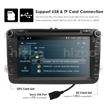 2 Din Android 10.0 IPS DSP Auto DVD, Radio, GPS VW Passat B6 Golf, Tiguan Skoda Seat USB WiFi Četrkodolu Stereo Multimediju Atskaņotājs