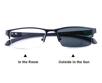 Klasiskās vīriešu tuvredzība brilles photochromic brilles pusi-loka Tuvredzīgs saulesbrilles Jutīga Lēcas Pārejas Lēcas -0.5, lai -8.00