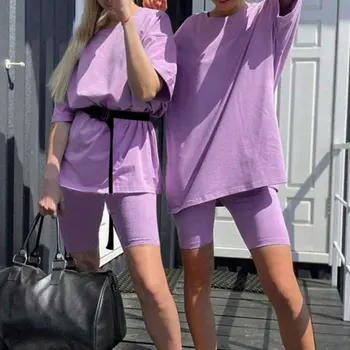 Gadījuma Cietā Tērpi Sievietēm ir Divas Gabals Tērps ar Jostu Mājas Brīvs Sporta Treniņtērpi Modes Velosipēdu Vasarā Karstā Uzvalks 2020