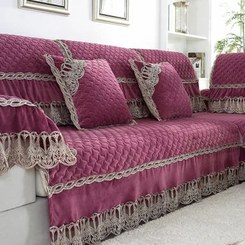 Ziemas plīša dīvāna spilveni, auduma spilveni, neslīdoša vienkārši mūsdienu Eiropas stila dīvāns dvieli