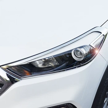 Par Hyundai Tucson 2016 2017 2018 ABS Chrome Priekšējo Lukturu Uzacu Sloksnes, priekšējo Lukturu Apdare Vāciņš Melns, Auto Piederumi