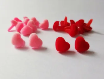 40pcs/daudz 12mm sirds formas flocking rotaļlietas deguna drošības, dzīvnieku lelle deguna + mīksts paliktnis diy lelle secinājumi--rozā /sarkans variants