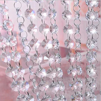 100cm Stikla Kristāla Prizmas 14mm Astoņstūra Krelles Ķēdes Lustra Detaļas, Apgaismes Piederumi Vainags Daļa Aizkaru Ķēdes Kāzu