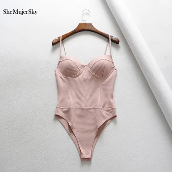 SheMujerSky Sieviešu Tīrtoņa Krāsu Trikotāžas Bodysuits Strappy Bez Piedurknēm, Īsu Jumpsuits 2019 Sexy Izdilis Bodysuit (Dungriņi)