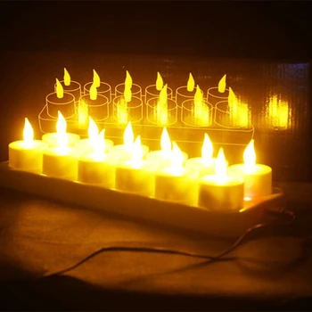Uzlādējams LED Elektriskās Sveces, Flameless Mirgo Tējas Gaismas, Dekorācijas, Ziemassvētku, Personām, Notikumiem, Kāzas,Komplekts