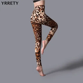 YRRETY Gadījuma Leopards Drukāt Augstā Vidukļa Stulpiņi Vasaras 2020. Gadam Sieviešu Bikses Stretch Bikses, Zeķes Modes Elastīgs Izdilis Bikses