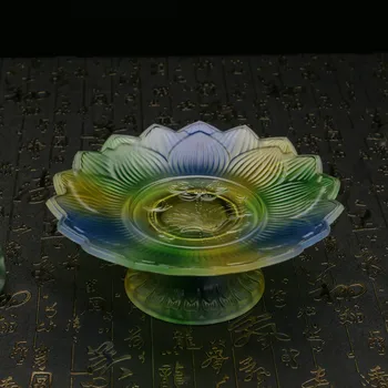 Budistu Piegādes Budistu Templi Piegādes Ķīniešu stila Imitācijas, Stikla Lotus Augļu Plate Augļu Plate Augļu Plate