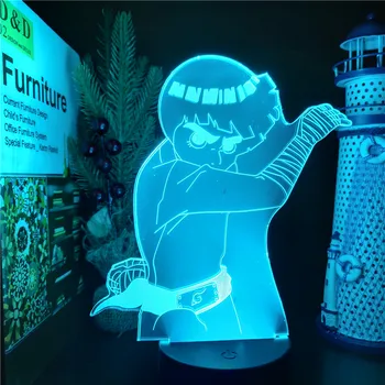 Anime 3D Lampas Naruto Rock Lee Attēls LED Nightlight Bērniem, Bērnu, Meiteņu Guļamistaba Dekori Galda Gaismas Manga Bērnu Ziemassvētku Dāvanu Nakts Gaisma