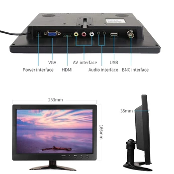 Portatīvā 10.1 collu touch screen monitors IPS 1920x1200 mazo mini HD lcd displejs Ar BNC AV, VGA, HDMI, USB, spēļu monitora pc
