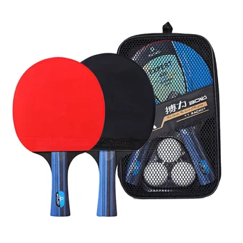2GAB Ping Pong Galda Teniss Lāpstiņas Nūju Komplekts Profesionālo Gumijas Ilgi Īss Rokturis Ping Pong Rakete Bradāt ar 3 Bumbiņas 1 somiņa
