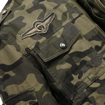 Jaka Vīriešiem Maskēties Virsdrēbes Taktiskās Mēteļi Vīriešu Stand Apkakli Bomber Žaketes Plus Izmērs 4XL Modes Camo Militāro Apģērbu