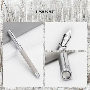 Tintes Pildspalva HongDian 1850 tintes Full Metal Klips, Pildspalvas, Nerūsējošā Tērauda, Melna Balta Classic Strūklaka-Pen F Nib Skolas kancelejas