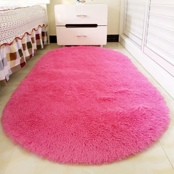 Gudrs ovālu gultas mat mājas sabiezējumu matains bērnu istabu lien dzīvojamā istaba guļamistaba pilna ar kafijas galda tatami Rozā Paklāju