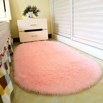 Gudrs ovālu gultas mat mājas sabiezējumu matains bērnu istabu lien dzīvojamā istaba guļamistaba pilna ar kafijas galda tatami Rozā Paklāju