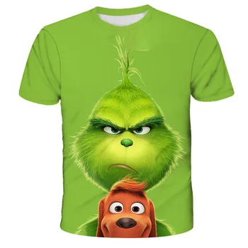 3D iespiests T Krekls Filmu Zaļā Grinch T Krekls Top modes top Cute dzīvnieku dizainu, zēns, meitene, kostīmu T krekls