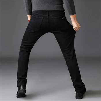 Jauns Vīriešu Džinsi, Melnas Džinsu Bikses Vīriešu Apģērbu, Ādas Elastību Izdilis Biznesa Gadījuma Vīrietis Džinsa Slim Bikses Classic Homme Pantalones