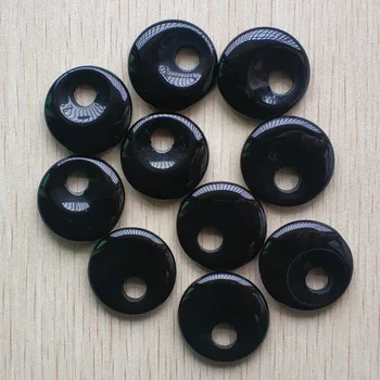 Modes dabas black onyx gogo donut piekariņi, kuloni, krelles, lai kaklarota, Aproce rotaslietu izgatavošana Vairumtirdzniecības 10pcs/daudz bezmaksas