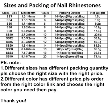 Visi Izmēri Dekorācijas Uz Nagiem Caurspīdīgu Black AB Nail Art Non Hot Fix Rhinestone ar Plakanu Aizmuguri Vaļīga Akmens Y3110