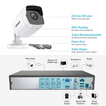 ANNKE 8CH 5MP Lite Video Drošības Sistēmas 5IN1 H. 265+ DVR Ar 8PCS 5MP Izturīgu HD EXIR Āra Novērošanas Kameras CCTV Komplekts