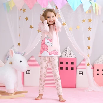 DXTON Meiteņu Apģērbu Komplekti Rudens Ziemas Toddler Meiteņu Drēbes, Apģērbs Bērniem Gadījuma garām Piedurknēm T-krekli un Bikses Meitene Uzvalks