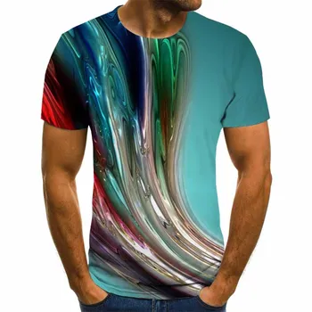 2020. gada vasarā jaunu vīriešu t-krekls 3D iespiests t-krekls vīriešu savvaļas gadījuma O-veida kakla vīriešu t-krekls modes 3D druka, T-krekls, izmērs 6XL