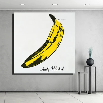 Audekls Izdrukas Plakātu, Mājas Dekoru 1 Gab., Roku Zīmētu Andy Warhol Banānu Krāsošana Pop Lielas Attēli Uz Dzīvojamās Istabas Sienas Mākslas Rāmjiem