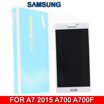 ORIĢINĀLS Super AMOLED LCD Samsung Galaxy A7. gadam A700H A700F A700S A700K LCD displejs, touch screen digitizer nomaiņa
