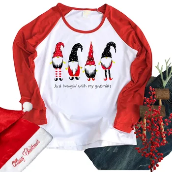 Sieviešu Saukli Reglan garām Piedurknēm T-krekls Tikai Piekārtiem Ar Manu Gnomies Ziemassvētku T Krekls Grunge Tumblr Gadījuma Tee Polera Mujer