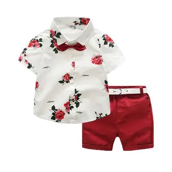 Jaunu Arrivels Puika Kungu Apģērbu Vasaras Toddler Bērniem Krekls Topi, Šorti Bikses Oficiāls Apģērbs