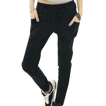 Modes Šiks Sieviešu tīrtoņa Krāsu Aukliņu, Elastīgas Vidukļa Slim Pencil Bikses Bikses Visu maču Kokvilnas/ Spandex Sieviešu Bikses