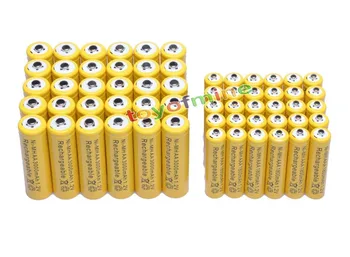 30x AA 3000mAh + 30x AAA 1800mAh 1,2 V NiMH Dzeltena Uzlādējams Akumulators Šūnu 2A 3A