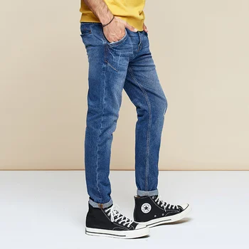 Kuegou Zīmola Vīriešu džinsi modes jeans pavasara rudens plēš slim Ziemas bikses Zilas džinsu bikses zilā KK-2976