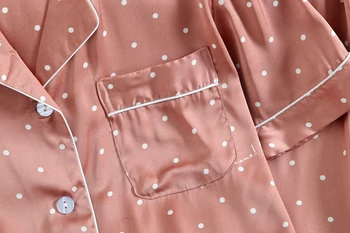 Vasaras Jaunā Sieviešu Pidžamas Ar Īsām Piedurknēm Ledus Zīda Polka Dot Print Modes Pidžamas Komplekts