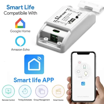 90-250VAC Bezvadu WIFI Slēdzis Smart Home Elektrisko tālvadību, laika slēdzis Sonoff Tuya smart dzīves Lietotni Google Alexa Enerģijas