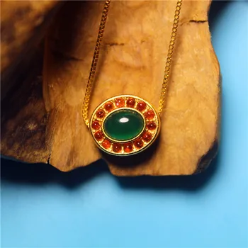 Vienkārši Modes Clavicle Ķēdes Juvelierizstrādājumu Inkrustēts Zaļā Agate Sudraba Pārklājumu Kaklarota Sievieti Iezīme Luksusa Namour Šarmu Dāvanu