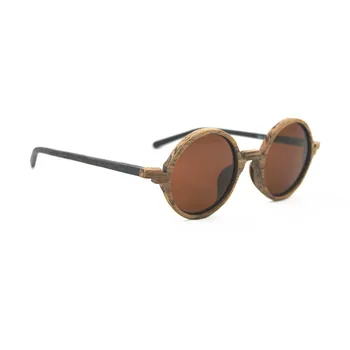 AZB Dizainu, Vintage Apaļas Koka Saulesbrilles Classic Bambusa Koka Polarizētas Saules Brilles Vīrieši Sievietes Retro Roku darbs Briļļu 8843