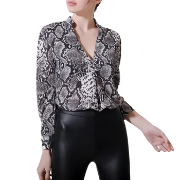 Sieviešu Modes garām Piedurknēm Leopards Drukāt Blūze Biroja Dāma V Kakla Krekls OLA Puse, Mīksti Topi, Streetwear Plus Lieluma Blūzes Kritumu