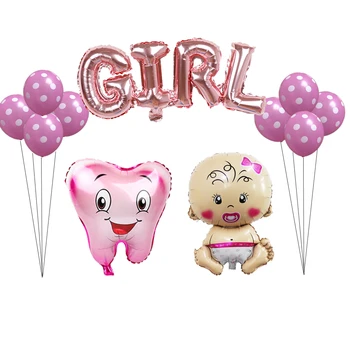 12pcs/set Lielu rozā zilo Zobu Folija Baloni, bērnu zēns meitene zobu tēma pusi, gaisa Piepūšamās Globos Dzimšanas dienas svinības dekors Bumbas