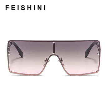 FEISHINI Metāla Rāmis Sieviešu Saulesbrilles Zīmola Dizaina 2020. Gadam, Modes all-in-one Aizsargbrilles Moderns Lielgabarīta Brilles Laukumā UV Slīpums