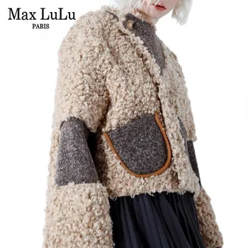 Max LuLu Modes Luksusa Korejas Vējjaka Dāmas Vintage Ādas Apģērbu Sieviešu Ziemas Jakas Ikdienas Siltu Kažokādas Mēteļi Plus Lieluma