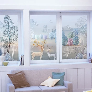 Eiropas stilā 3D elektrostatisko logu plēves matētas stikla uzlīmes Vannas istaba Bīdāmās Durvis ielīmējiet saule celofāna mājas dekoru